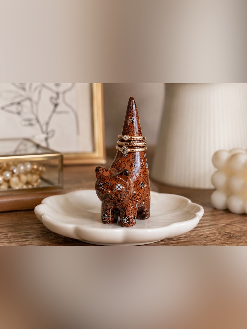 Abstract Cat Ring Holder Jewelry Organizer Decor